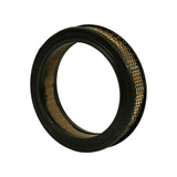 Top-down view through the open centre of the oval element, showing the inner mesh screen and pleated paper media behind it