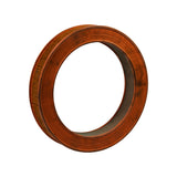 Three-quarter angled view of the filter highlighting outer pleated paper element banded with the painted ring