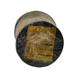 End face of filter (top), showing gold paper label on blue end cap. Label clearly reads 'PREMIUM', 'MADE IN NEW ZEALAND', 'TYPE:', 'PART NUMBER:', 'QTY:', 'BATCH:' — fill-in fields obscured by plastic wrap. Consistent with Ryco NZ bulk production labelling format.