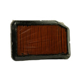 Three-quarter rear/side view of sealed filter showing plain orange media face without label, and profile of black rubber gasket frame around perimeter.