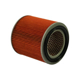 View from opposite end showing second open end with identical grey metal cap, black rubber gasket, and perforated metal inner core. Pleated paper element in good condition.