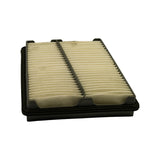 Filter side-on showing thickness of the element, rubber sealing lip visible along bottom edge, moulded plastic underside tray with recessed sections visible at corners.