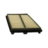 Filter underside showing black plastic tray base with four raised corner mounts/feet and recessed channels between them. Rubber gasket seal runs the perimeter. No markings visible.