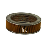 Three-quarter low-angle view showing bottom end cap, outer pleated media face, and inner bore mesh; no markings or part numbers visible on any surface