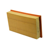 Side-on three-quarter view emphasising the slim profile of the panel, pleat pack and orange polyurethane sealing frame