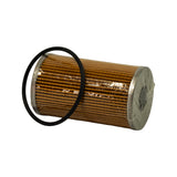 Side-on angle laying horizontally, full length of cartridge visible, O-ring resting alongside, plastic wrap intact, both metal end caps visible