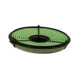 Side/angle view from below showing the shallow dish profile of the bottom plastic cap and inner bore.