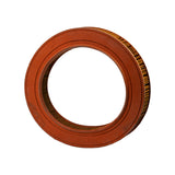 Underside view showing the opposite face of the moulded orange sealing ring and the pleat pack from below