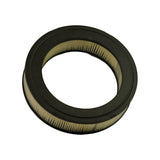 Bottom face angled view; black rubber end cap visible, inner diameter open, faint wire mesh support grid on inner face, no text or markings visible on base cap