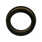 Top-down plan view showing full circular profile, inner bore, and rubber top end cap seal ring