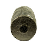 End-on view of filter showing inner bore opening and centre tube; folded pleated paper element visible inside core