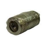 Opposite end of element showing the other end cap and centre inlet tube opening. Perforations evenly distributed across canister body. Poly wrap intact and unperforated.