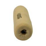 End-on view looking into the open bore; partial cursive-style brand marking visible near top of element body, partially obscured; cardboard/fibre centre tube visible inside hollow bore; rounded cap at far end (closed end)