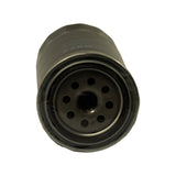 Filter standing upright, shot from above looking down at base plate, showing central threaded port and eight inlet holes. Z720 text visible on body in background.