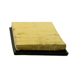 Side-on profile view clearly showing 'RYCO A360 24.08.23' stamped on the end of the pleated element. Black foam/urethane end seal and overall flat panel form visible.