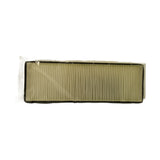 Top face of filter, near-flat-on view — pleated media and black frame clearly shown, no branding visible on wrap or part