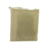 Front face of bagged filter, pleated paper element clearly visible through poly bag. Rectangular panel form. Bag sealed, no visible damage.