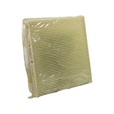 Side edge of filter showing printed label: 'RYCO RCA201P' with airflow direction arrow and date stamp '16/01/2019'. Yellow tab visible at lower corner.