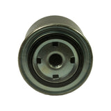 Straight-on base plate view. Galvanised/bare steel circular base plate with central threaded female port and four evenly-spaced rectangular inlet slots. No text visible on base. Minor light surface marks from storage consistent with NOS age.
