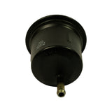 Top-down view looking slightly down onto flanged collar rim, 'MICROFIL™ ELEMENT / MADE IN ISRAEL' text visible. Raised partial embossed marking visible on body below flange — appears to be part number or batch code, partially legible.