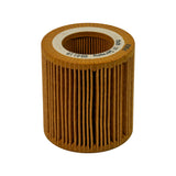 Top-down angled view of filter element. Stamped on inner end cap: 'P969', 'Made in Germany', date code '090119'. White nonwoven liner visible inside bore.