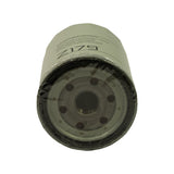 Bottom view of filter base; pressed steel base plate with central threaded boss and 8 oil inlet holes arranged in a ring; '1/2' marking visible on base face; protective plastic film remains on base gasket, confirming unused NOS condition.