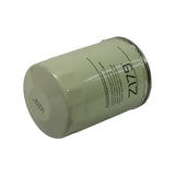 Three-quarter diagonal view from top/side angle; canister on its side showing both the printed Z179 panel and fitting instructions panel; top cap date code stamp visible; overall excellent cosmetic condition.