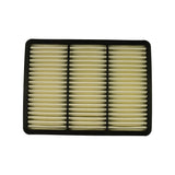 Top-down plan view of the intake face showing the three-section pleated element laid flat. Pleat tips are cream/off-white and evenly spaced across all three sections. No markings visible.