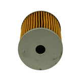 Top-down view of the filter element showing the flat circular steel end-cap with a single central port hole. Slight dust/shelf marks on the steel surface consistent with NOS storage age.
