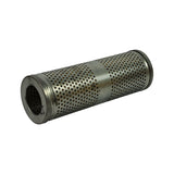 Filter element laid at angle showing opposite long side; light surface discolouration and minor marks on canister consistent with NOS shelf storage; no structural damage visible
