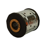 Angled view of second end cap showing stamped cork with what appears to be batch/date code '13291' or similar; canister surface shows age-related rust spotting and discolouration.