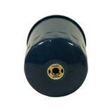 Top of canister showing small brass-coloured threaded fitting at apex of dome — typical bleed/primer port on diesel spin-on fuel filter.