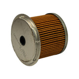 Alternative three-quarter view showing filter with top cap uppermost, CROSLAND stamping legible. Flange detail and media condition clearly visible.