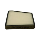 Bottom edge of filter showing olive-green foam sealing strip with 'RYCO RCA124P AIRFLOW' moulded/printed text and a directional arrow, confirming brand, part number and airflow direction.