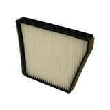 Opposite short-side profile showing ribbed black plastic frame, foam strip on right edge, and split/hinge point on the top rail visible — consistent with cabin filter housing clip design.