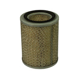 Three-quarter top view of filter element from opposite angle to photo 2, showing consistent cylindrical form, expanded steel outer mesh, tan pleated paper media, and grey rubber end caps with black seal ring.