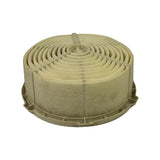 Three-quarter view from opposite side to photo 3, showing side of spiral paper medium and plastic base retainer tray. Some light grey surface dust/age marks on outer paper face consistent with NOS storage.