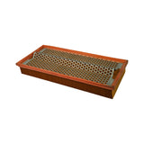 Three-quarter top-angled view from opposite end showing full rectangular body of filter; pleated paper sides and perforated steel mesh face clearly visible. No cracks or separation in gasket material.