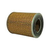 Opposite-end angled view showing top rubber-sealed open end and side profile of full element height; mesh outer cage and pleated media clearly visible.