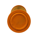 Closed end cap view showing solid orange polyurethane base with diamond-pattern mesh visible through translucent material