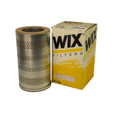 Filter element beside its WIX yellow retail box with prominent WIX FILTERS branding and side label visible