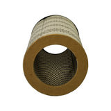 Top-down view of the cartridge showing brown cardboard end cap with open centre bore and inner perforated tube visible