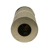 Top-down view looking into one end cap, showing the central black sealing ring around the open bore with light scuffing on the metal end face