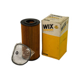 Filter element beside original WIX Filters retail box in yellow and white, WL7316 printed on box face with handwritten WL7061 supersession note