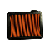 Top-down view of the clean side of the filter element showing pleat count and uniform spacing across the orange media