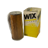 Element standing beside its original WIX Filters box, yellow and white box clearly marked 'WIX FILTERS' and '33210' with 'FUEL FILTER / FILTRO de COMBUSTIBLE' label