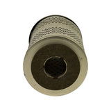 Top-down view down the open end of the cartridge, showing the felt/fibre end gasket, central tube opening, and outer metal flange