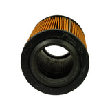 Bottom end cap viewed end-on, showing the rubber sealing lip with light scuff marks and the inner wire mesh support cylinder