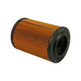 Filter laid on its side with the upper end cap facing the camera, FSA FA3035 stamp, MOENN stamp and the Samurai cogwheel logo all legible on the rubber rim