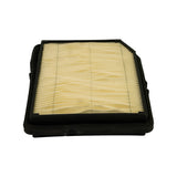 Three-quarter view of the underside (clean air side) showing the rubber sealing edge and grid-pattern reinforcing structure over the media